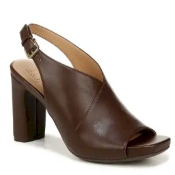 Naturalizer Mason Slingback Brown Platform Sandals Women's Size 8W New in Box - Picture 1 of 5